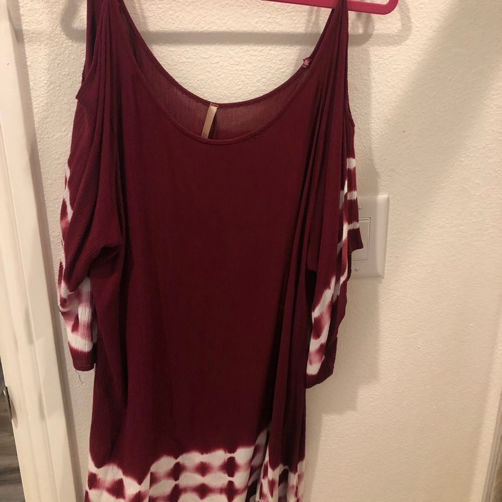Maroon off the shoulder dress